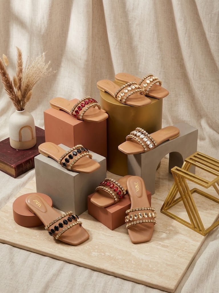 Z.A Rhinestone Flat Slipper