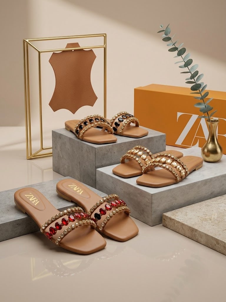 Z.A Rhinestone Flat Slipper