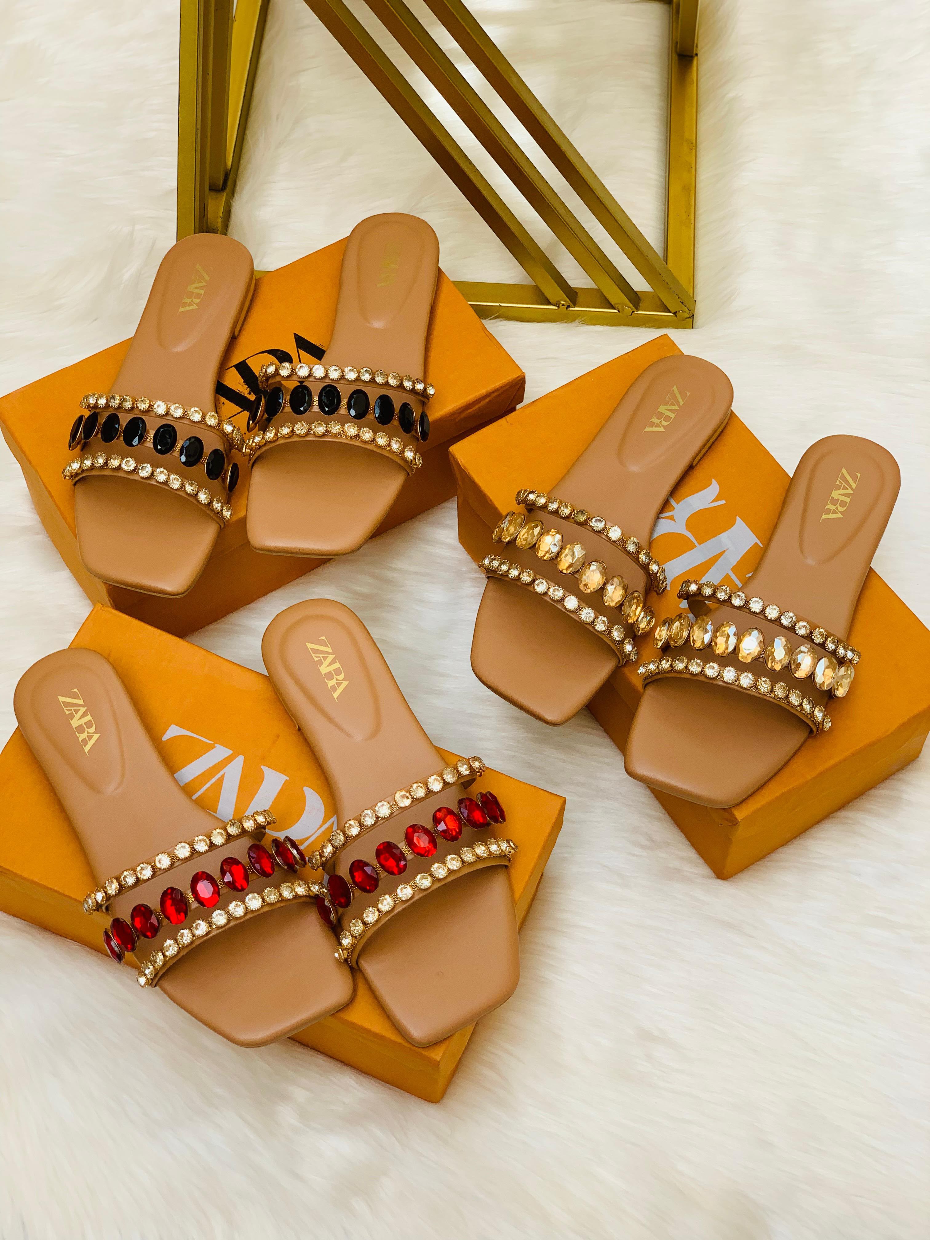 Z.A Rhinestone Flat Slipper