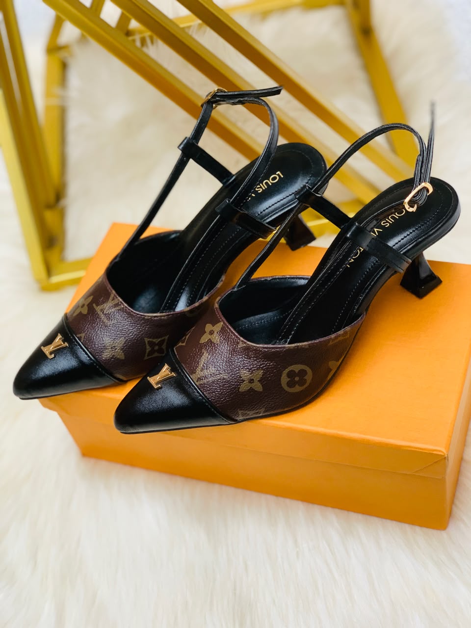 Premium LV Style Slingback Heels