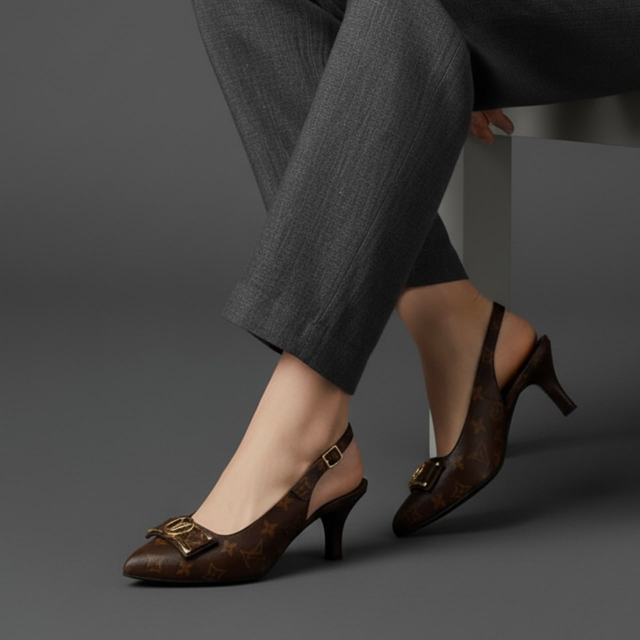 Premium LV Style Slingback Heels