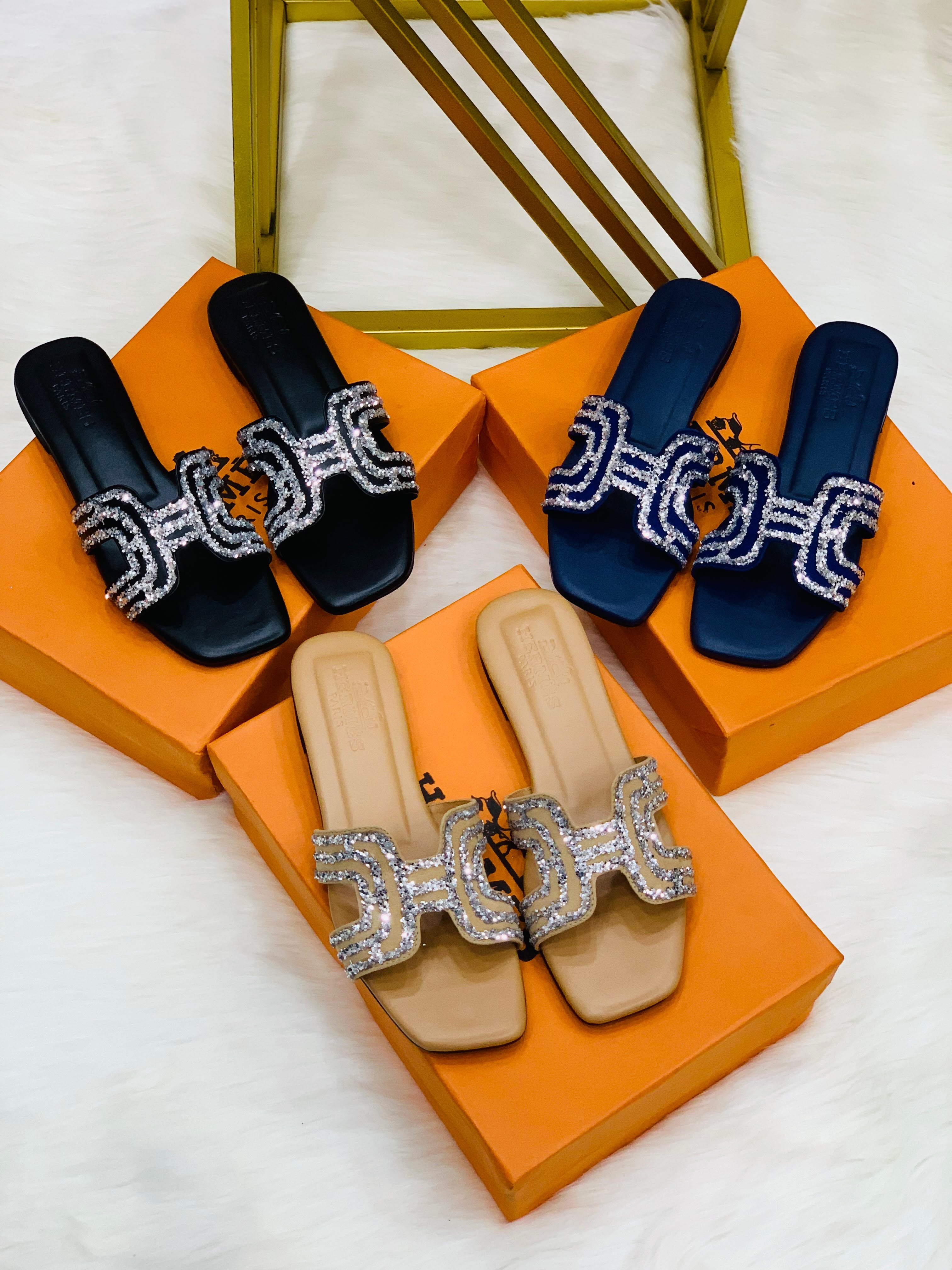 Premium Crystal Flat Slipper
