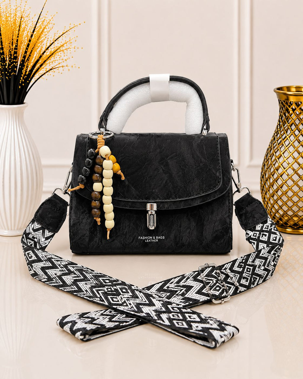 Printed Strap Crossbody Bag