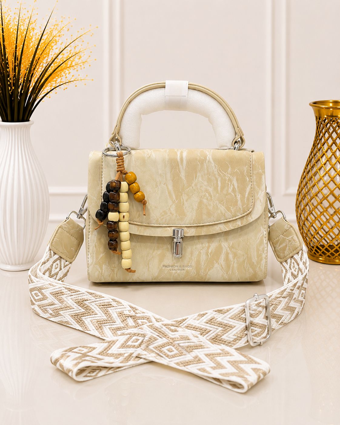 Printed Strap Crossbody Bag