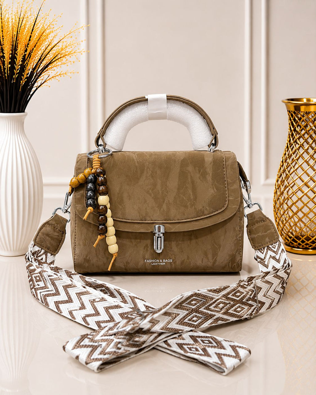 Printed Strap Crossbody Bag