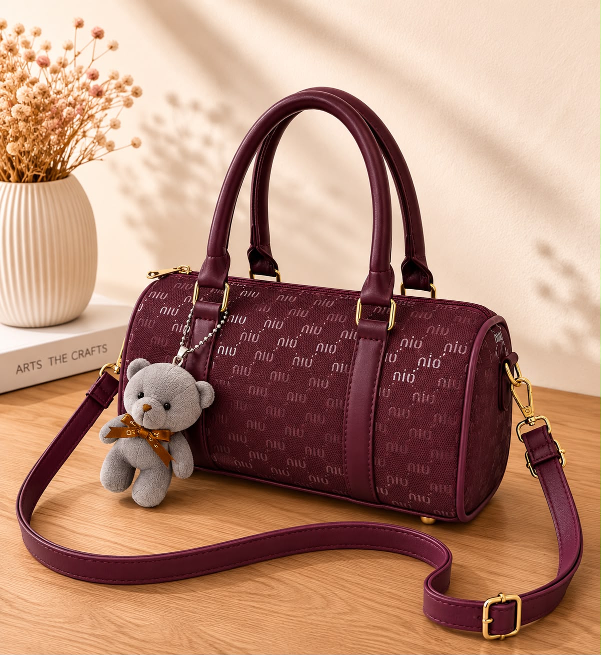 Premium Duffle Bag with Teddy Keychain