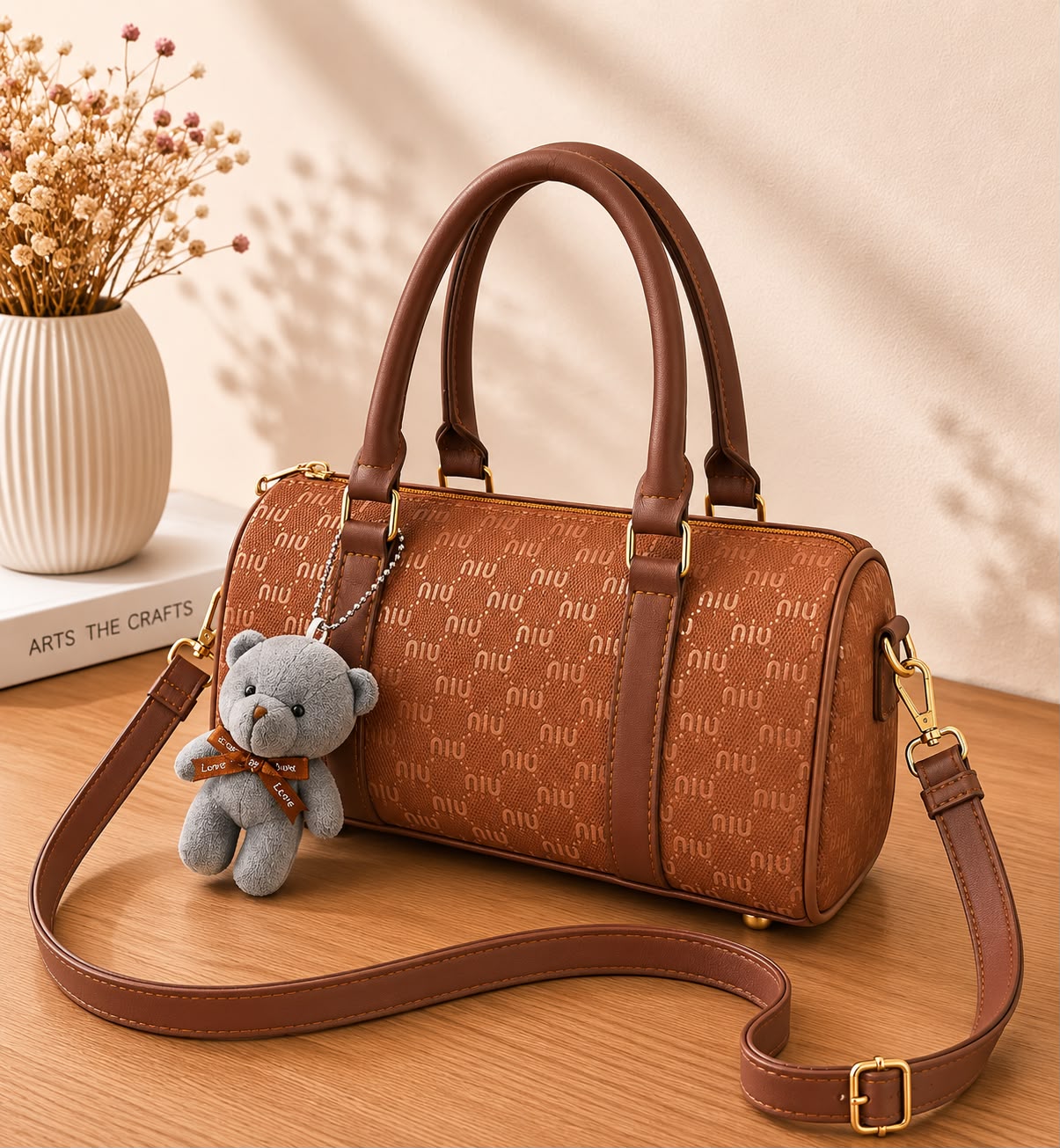 Premium Duffle Bag with Teddy Keychain