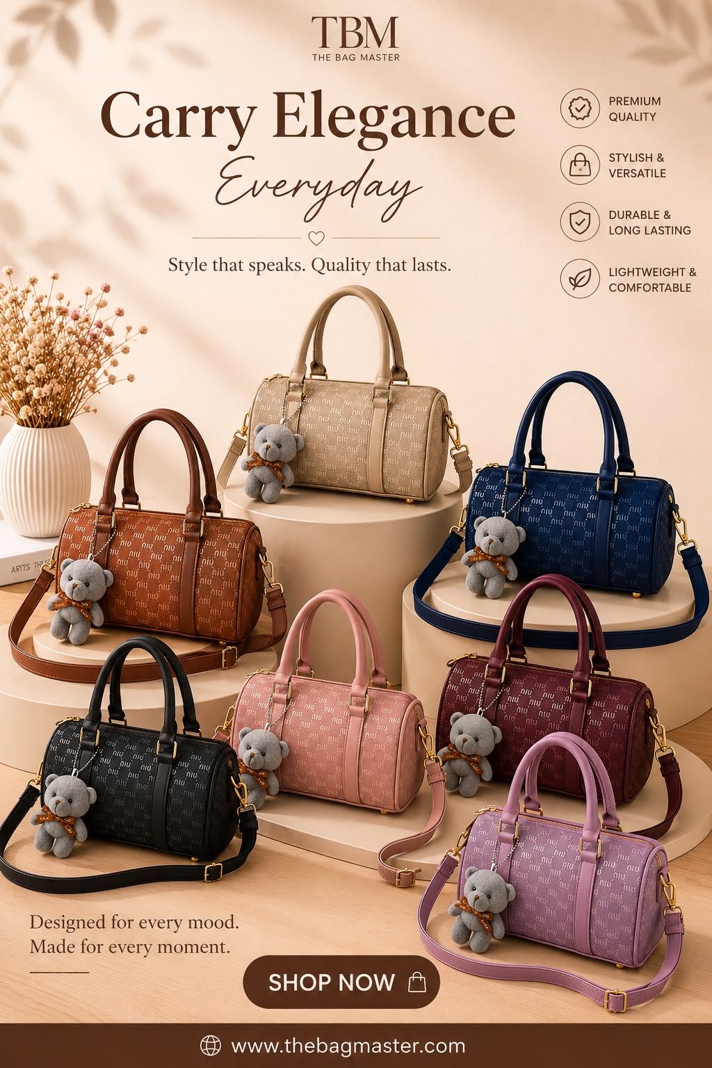 Premium Duffle Bag with Teddy Keychain
