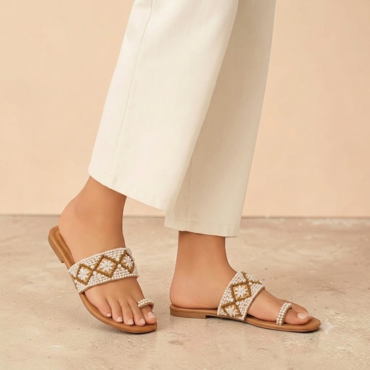 Premium Embroidered Flat Slippers