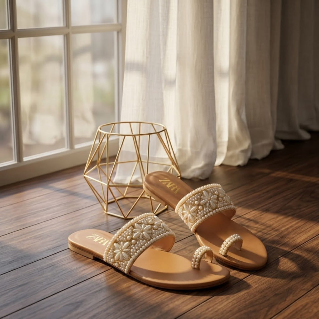 Premium Embroidered Flat Slippers