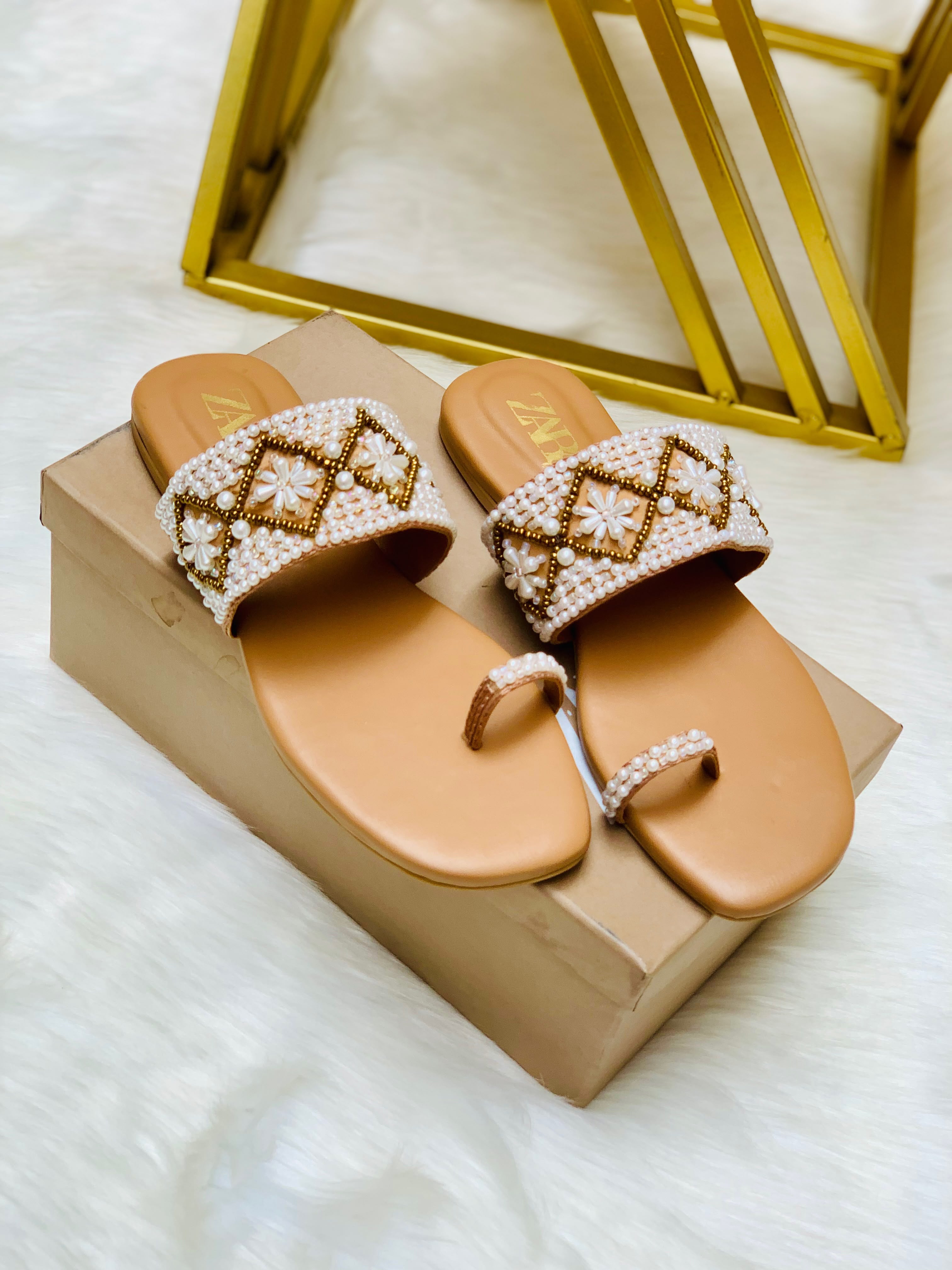 Premium Embroidered Flat Slippers