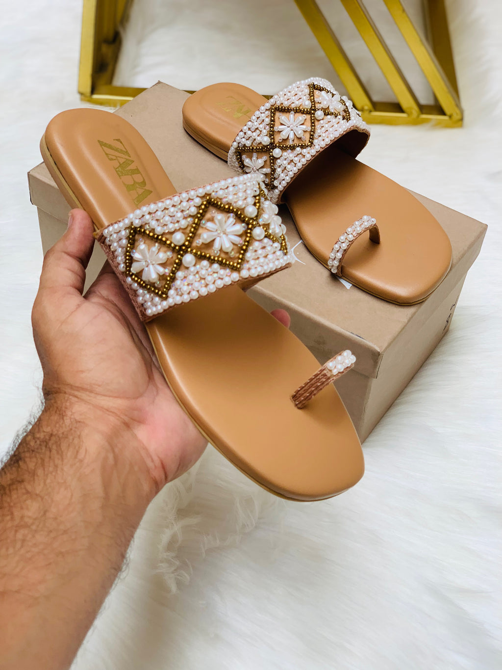 Premium Embroidered Flat Slippers