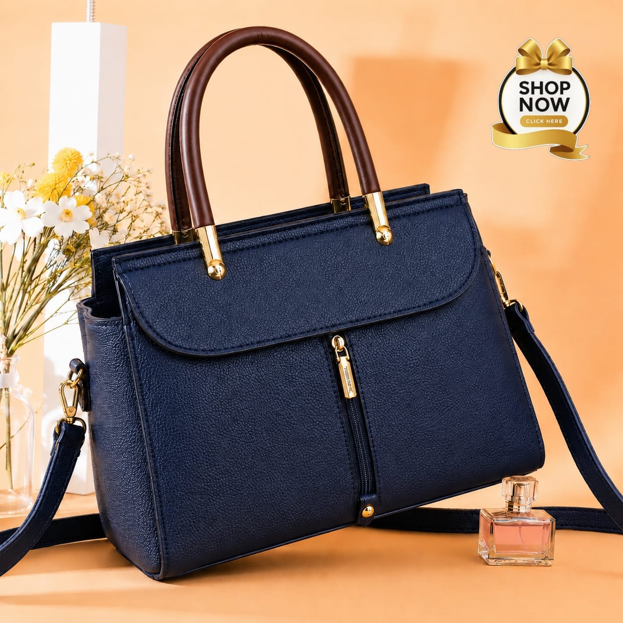 Premium 3-Zipper Shoulder Bag