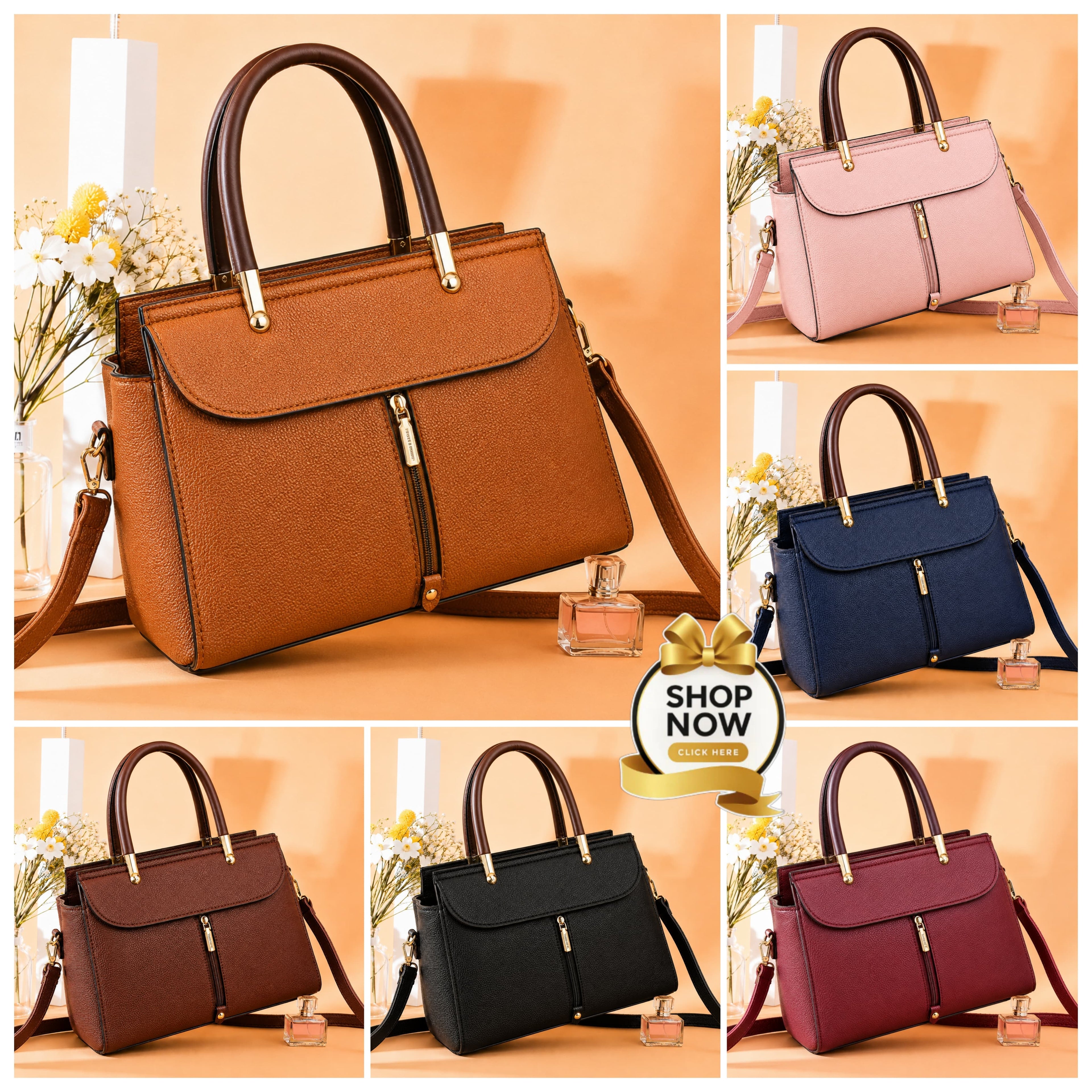 Premium 3-Zipper Shoulder Bag