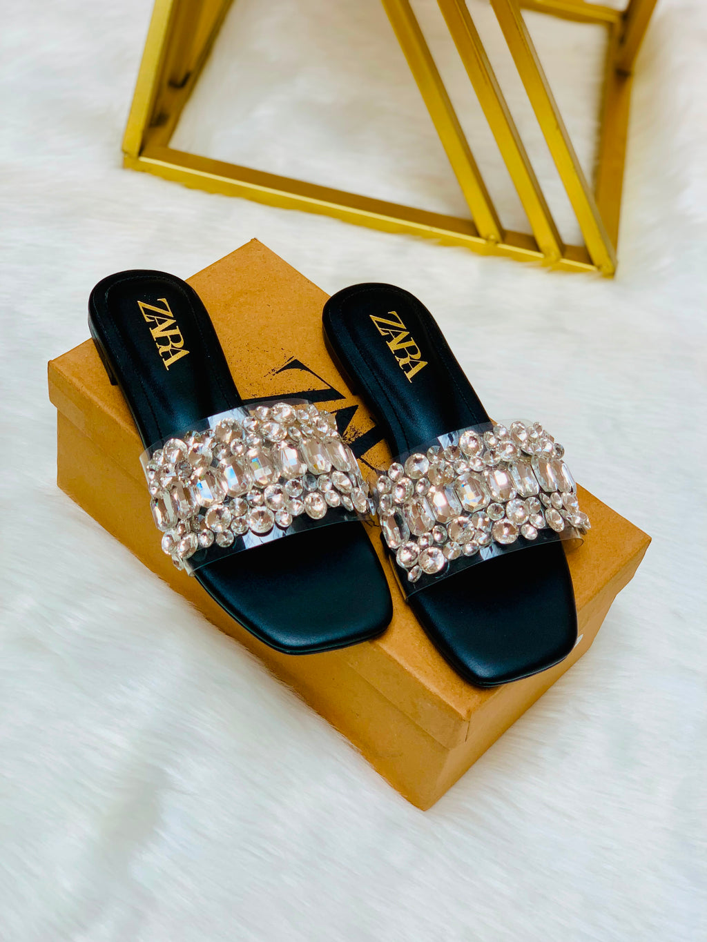 Rhinestone Embellished Flat Slipper