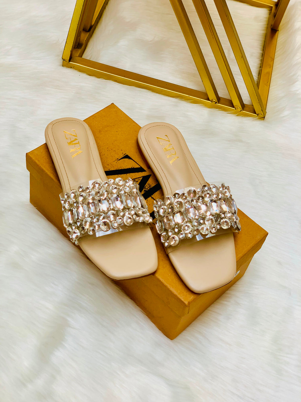 Rhinestone Embellished Flat Slipper