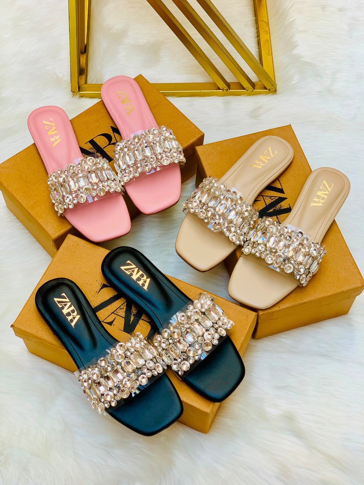 Rhinestone Embellished Flat Slipper