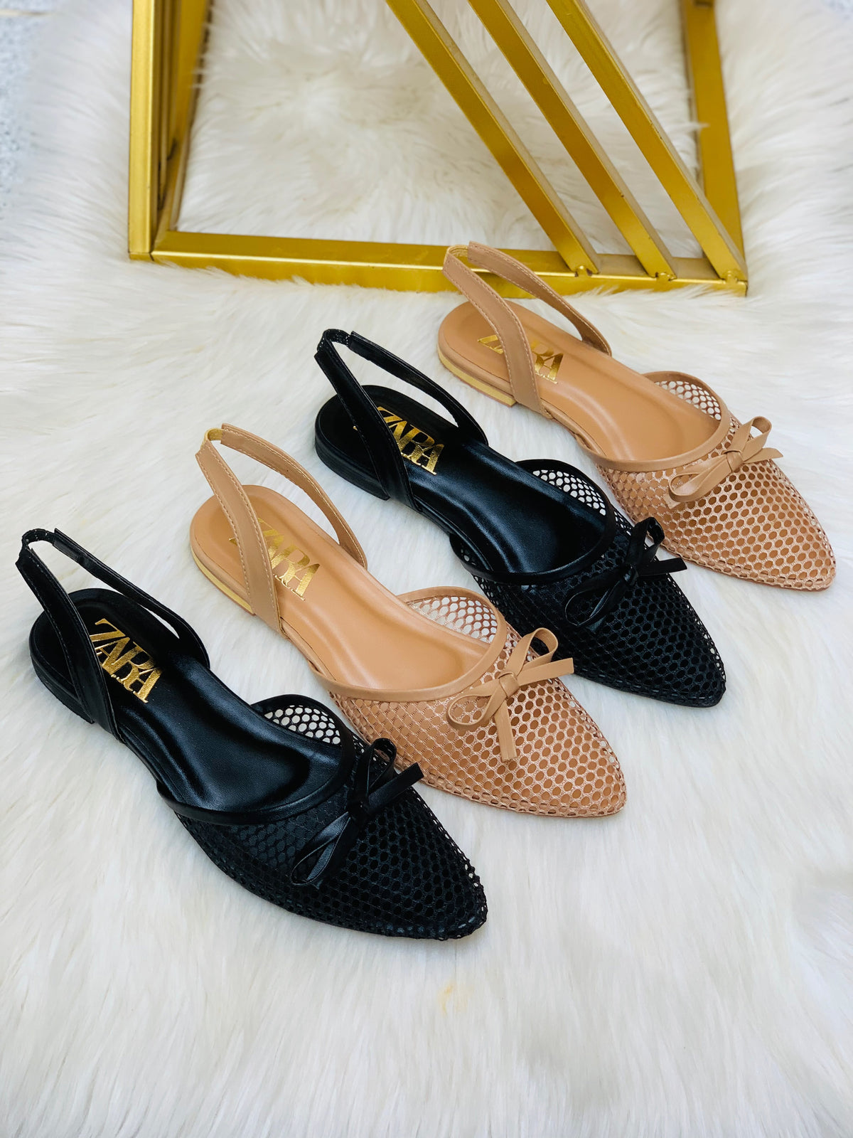 Premium Net Flat Pumps