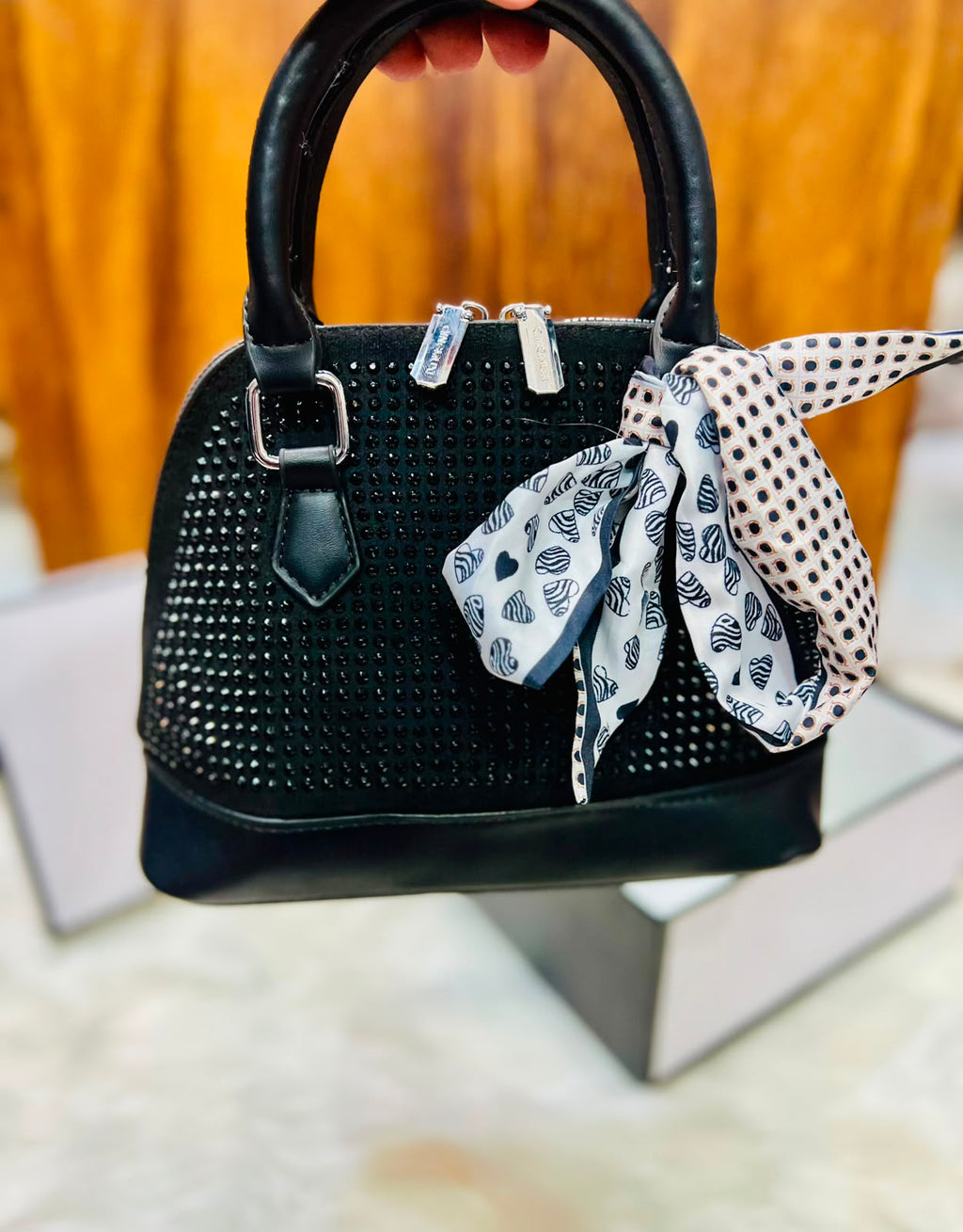 Luxury Shimmer Stone Crossbody Bag