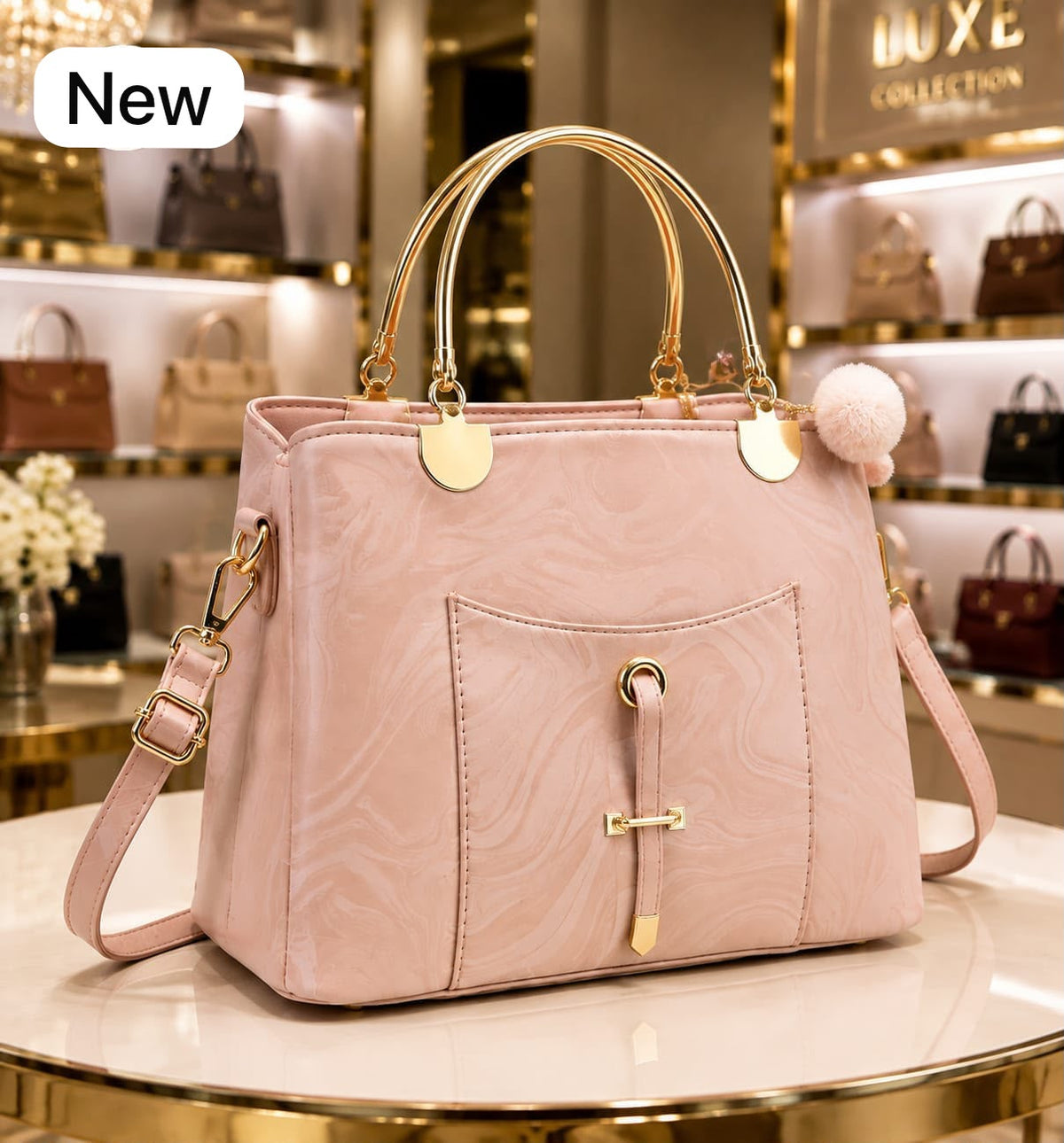 Premium Metal Handle Crossbody Bag