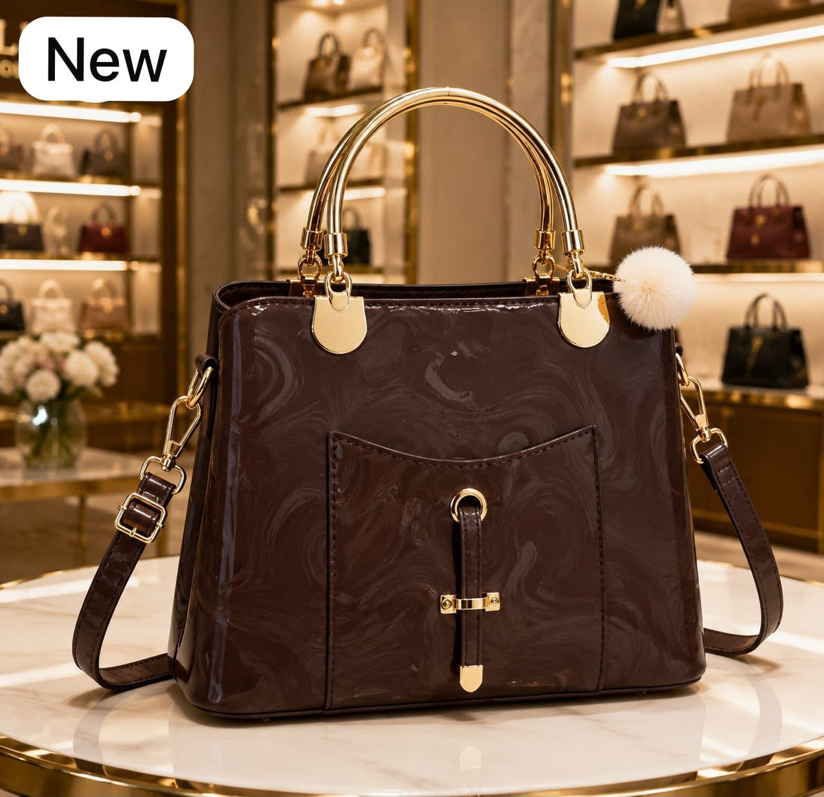 Premium Metal Handle Crossbody Bag