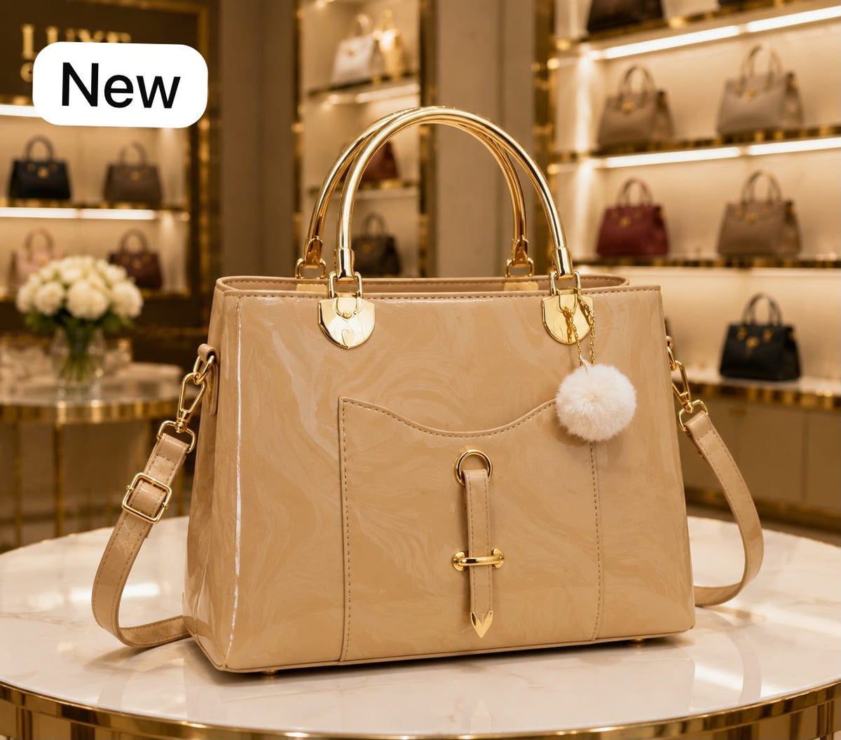 Premium Metal Handle Crossbody Bag