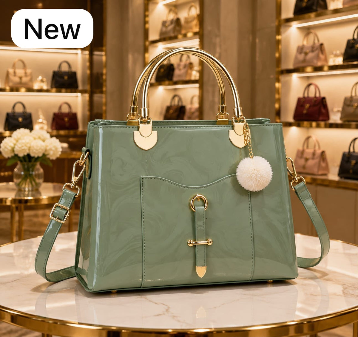 Premium Metal Handle Crossbody Bag