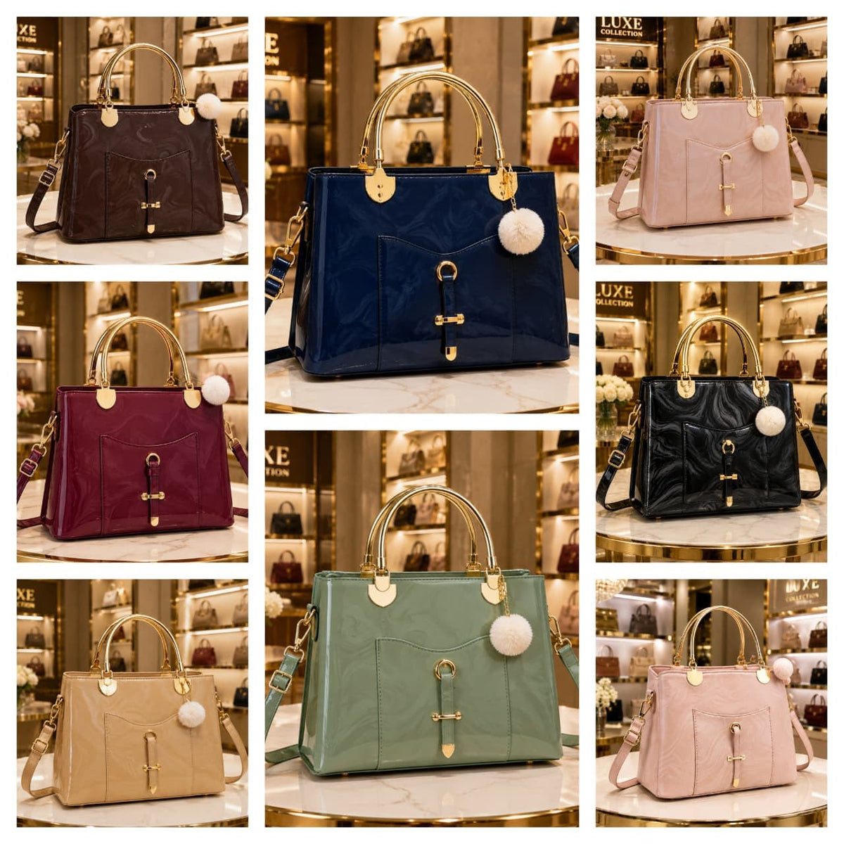 Premium Metal Handle Crossbody Bag