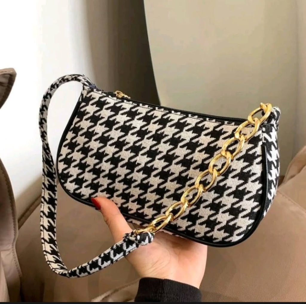 Houndstooth Chain Shoulder Bag