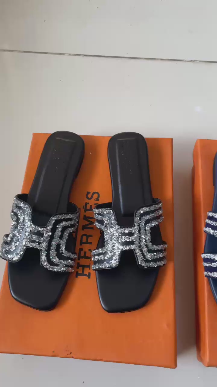 Premium Crystal Flat Slipper