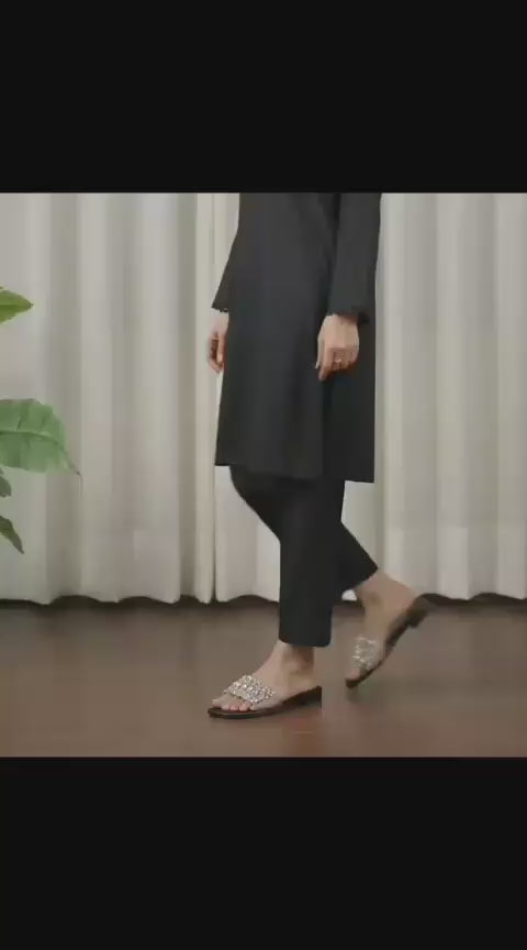 Rhinestone Embellished Flat Slipper