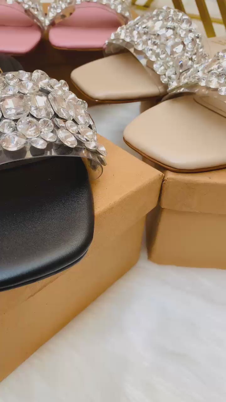 Rhinestone Embellished Flat Slipper